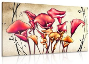 Картина на платно – Червени цветя кала