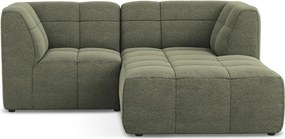 Зелен ъглов диван от прежда с примки от букле (десен ъгъл) Aloha – Makamii