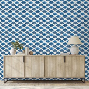 Самозалепващ тапет – Сини миди на бял фон