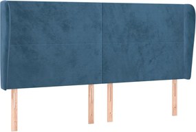 3117746 vidaXL Горна табла за легло с уши, тъмносиня, 203x23x118/128см, кадифе