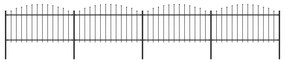 Sonata Градинска ограда с пики, стомана, (1,25-1,5)x6,8 м, черна
