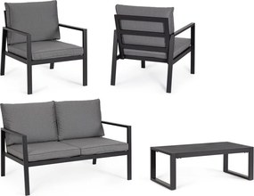 Антрацитен алуминиев градински комплект за отдих за 4 Hilde – Bizzotto