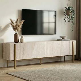 Nexus TopMebel ТВ шкаф от меламин в цвят травертин-злато, 180x30x45.5 см.