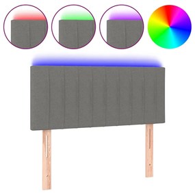 3121825 vidaXL LED горна табла за легло, тъмносива, 80x5x78/88 см, плат