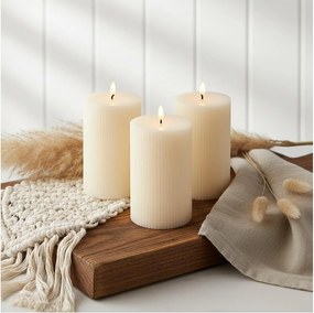 Komplekt ot 3 LED sveshti BRILLO LED/3xAAA, 12,5 см, kremavi, s distantsionno upravlenie