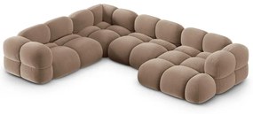 Кафяв кадифен ъглов диван (ляв ъгъл/U форма) Loretto – Cosmopolitan Design