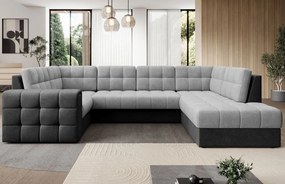 Ъглов диван Bale U-Светлосив - Черен-Десен