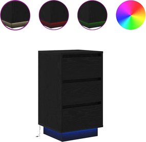 861302 vidaXL Нощно шкафче с LED осветление черно 38x34x65 cm