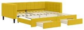 3196751 vidaXL Канапе с изтеглящо легло и чекмеджета жълто 100x200 см кадифе