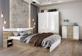 Спален комплект Сити 7062 - сонома арвен/бяло гланц