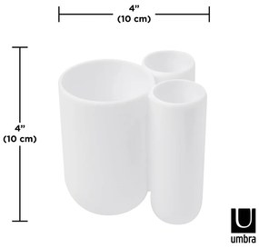Бяла пластмасова чаша за четки за зъби Touch - Umbra