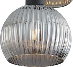 Smart hanglamp zwart met smoke glas 3-lichts incl. Wifi A60 - Ana