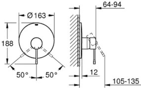 Външни части на кран за душ Grohe Essence New-Сребърен Mat-18,8 x 16,3