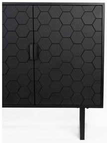 Черен нисък скрин от масивен бор 135x90 cm Linc – White Label