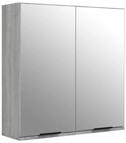 817067 vidaXL Шкаф за баня с огледало, сив сонома, 64x20x67 см