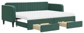 3197130 vidaXL Канапе изтеглящо легло и чекмеджета тъмнозелен 80x200 см кадифе