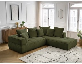 Зелен шенилов ъглов диван (десен ъгъл/L форма) Whesley – Bobochic Paris