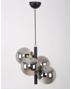 Черно-сива висяща лампа със стъклен абажур ø 15 cm Forte - Squid Lighting