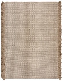 Бежов ръчно изработен килим със смес от вълна 120x170 cm Rene Fringed Ribbed – Flair Rugs