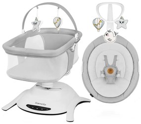 Lionelo - Детска люлка с мелодии 2 в 1 BELLA Grey Concrete + дистанционно управление