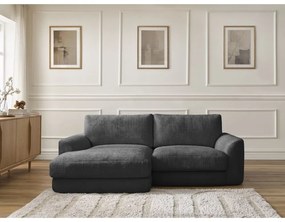 Черен шенилов ъглов диван (ляв ъгъл) Leonore – Bobochic Paris