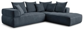 Тъмносин шенилов ъглов диван (десен ъгъл/L форма) Whesley – Bobochic Paris
