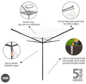 Градинска сушилня за дрехи в антрацитен цвят 50 m Topspinner – Brabantia