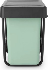 Кош за разделно събиране на боклук Brabantia Sort&Go 1008862, 2x15 л, Вътрешен монтаж с телескопична рамка, Сив/зелен