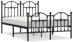 353455 vidaXL Метална рамка за легло с горна и долна табла, черна, 120x200 см
