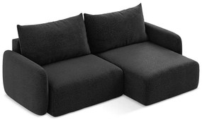 Черен разтегателен ъглов диван с място за съхранение (десен ъгъл) Kalena – Makamii