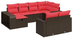 3326068 vidaXL Градински комплект диван с възглавници 10 части кафяв полиратан