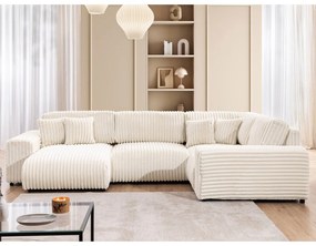 Кремав ъглов диван от рипсено кадифе (десен ъгъл/U форма) Justin – Ropez