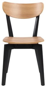 Трапезен стол в дъбов декор в черно и натурално Roxby - Actona