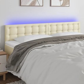 3121710 vidaXL LED Горна табла за легло, кремава, 160x5x78/88 см