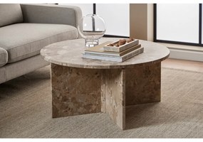 Светлокафява мраморна кръгла масичка за кафе ø 90 cm Vega – Actona