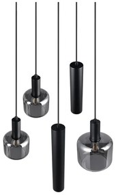 Черно висящо осветително тяло с метален абажур/със стъклен абажур ø 40 cm Mataro – Trio