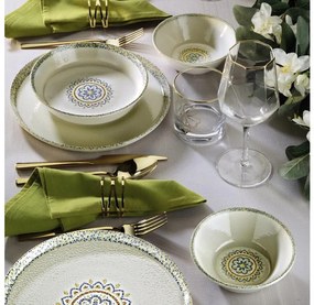 Сервиз за хранене, 18 части, зелен порцелан