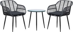 Градински ратанов комплект NAPOLI - черен комплект с 2 стола и маса