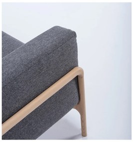 Тъмно сив диван със структура от дъбова дървесина , 240 см Fawn - Gazzda