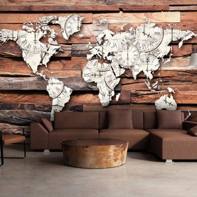 тапети - Map On Wood 100x70