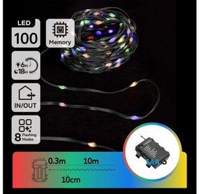 Aigostar LED външен коледен гирлянд 100 LED, 8 функции, 10,3 м, IP44