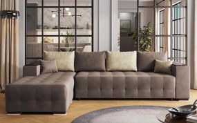 Разтегателен ъглов диван с подлакътник етажерка Мелвин Спринг