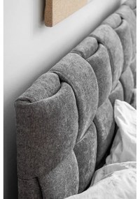 Сиво тапицирано двойно легло с включена подматрачна рамка 140x200 cm Eve – Miuform