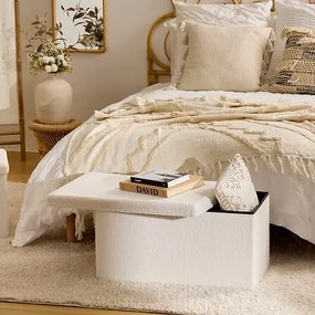 Пейка със съхранение atmosphera Jaiko, Букле, Бял, 76x38 cm