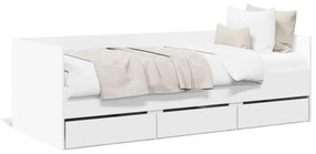 3280811 vidaXL Дневно легло с чекмеджета, без матрак, бял, 100x200 см