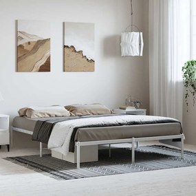 350915 vidaXL Метална рамка за легло, бяла, 150x200 см