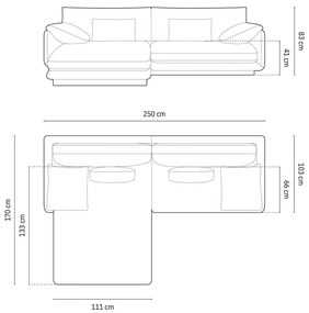 Светлосив ъглов диван (ляв ъгъл) Torino – Micadoni Home