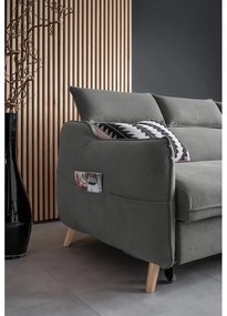 Ъглов разтегателен диван от светлосиво кадифе (десен ъгъл) Sweet Harmony - Miuform