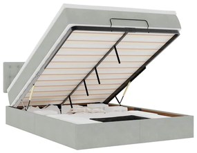 3312764 vidaXL Османска легло с матрак и LED, светлосиво, 140x190 см, кадифе