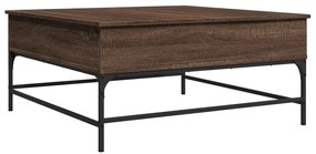 3217068 vidaXL Кафе маса, кафяв дъб, 95x95x45 см, инженерно дърво и метал